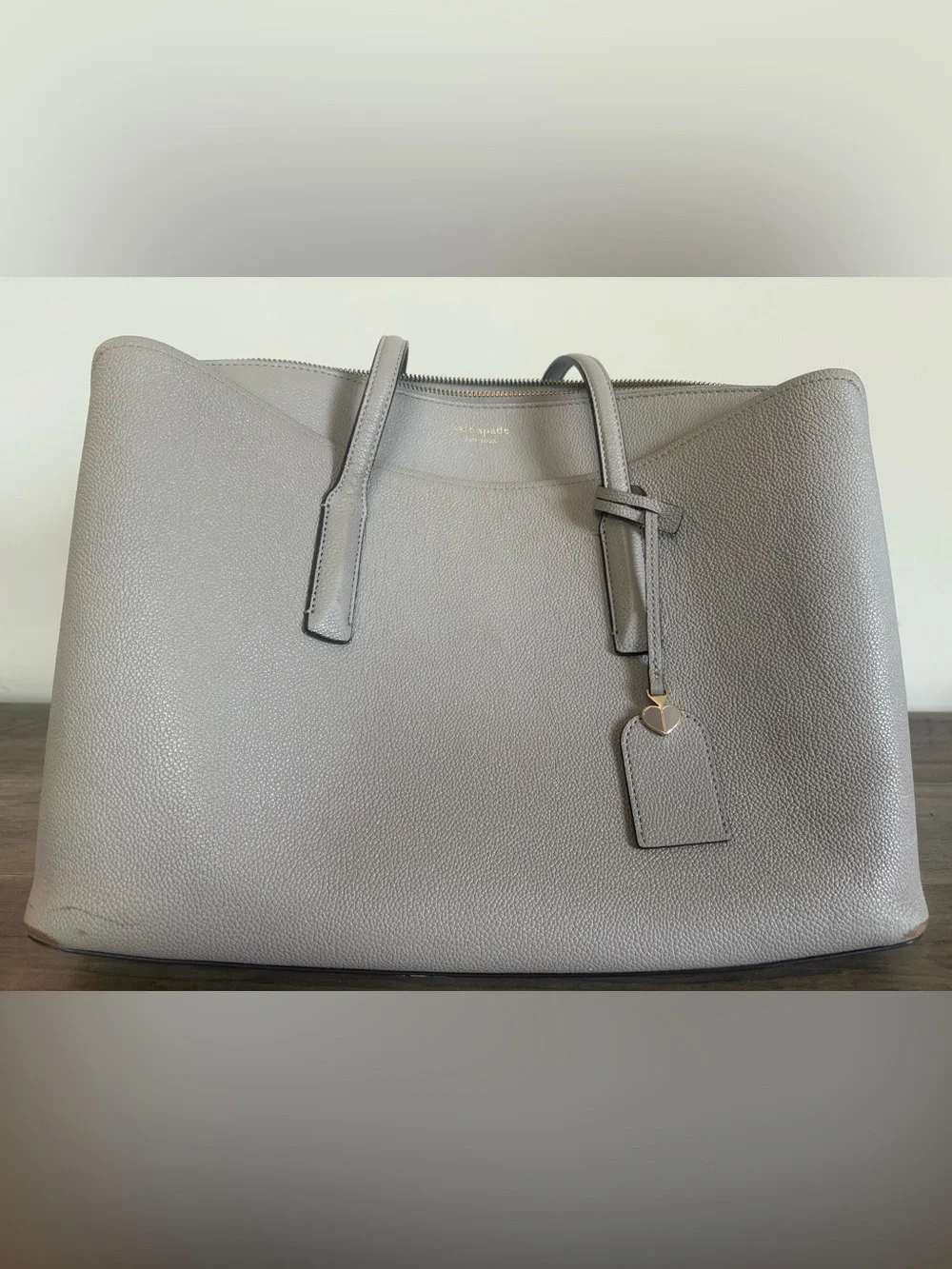 Kate Spade New York Margaux Large Work Tote Gray Pebbled Leather